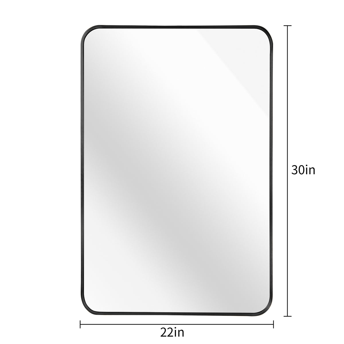 Black 22X30 Inch Metal Rectangle Barhroom Mirror Black Classic Mdf Glass Aluminium Alloy