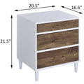White And Weathered Oak 3 Drawer Accent Table Brown White Primary Living Space Contemporary Drawers Rectangular Wood Metal
