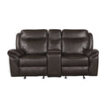 Dark Brown 1Pc Double Glider Recliner Loveseat W Storage Console Cup Holder, Power Outlets Usb Ports Faux Leather Upholstery Plush Seating Living Room Furniture Dark Brown Faux Leather Wood Primary Living Space Solid Wood