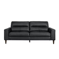 Modern Living Room Furniture Black Top Grain Leather Sofa 1Pc Cushion Seat And Back Solid Wood Frame Black Genuine Leather Wood Primary Living Space Modern Solid Wood 2 Seat