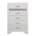 Glamorous White Finish 1Pc Chest Of Drawers Faux Crystals Pulls Silver Glitter Hidden Drawers Wooden Modern Bedroom Furniture White Bedroom Modern Wood