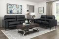 Modern Living Room Furniture Black Top Grain Leather Sofa 1Pc Cushion Seat And Back Solid Wood Frame Black Genuine Leather Wood Primary Living Space Modern Solid Wood 2 Seat