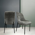 Upholstery Boucle Fabric Dining Side Chair Set Of 2, Grey Solid Dining Room Wing Back Set Of 2 Metal Dark Gray Powder Coated Foam Spot Clean Square Mid Century Modern,Minimalist,Modern Dining Chairs Foam Boucle