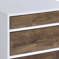 White And Weathered Oak 3 Drawer Accent Table Brown White Primary Living Space Contemporary Drawers Rectangular Wood Metal