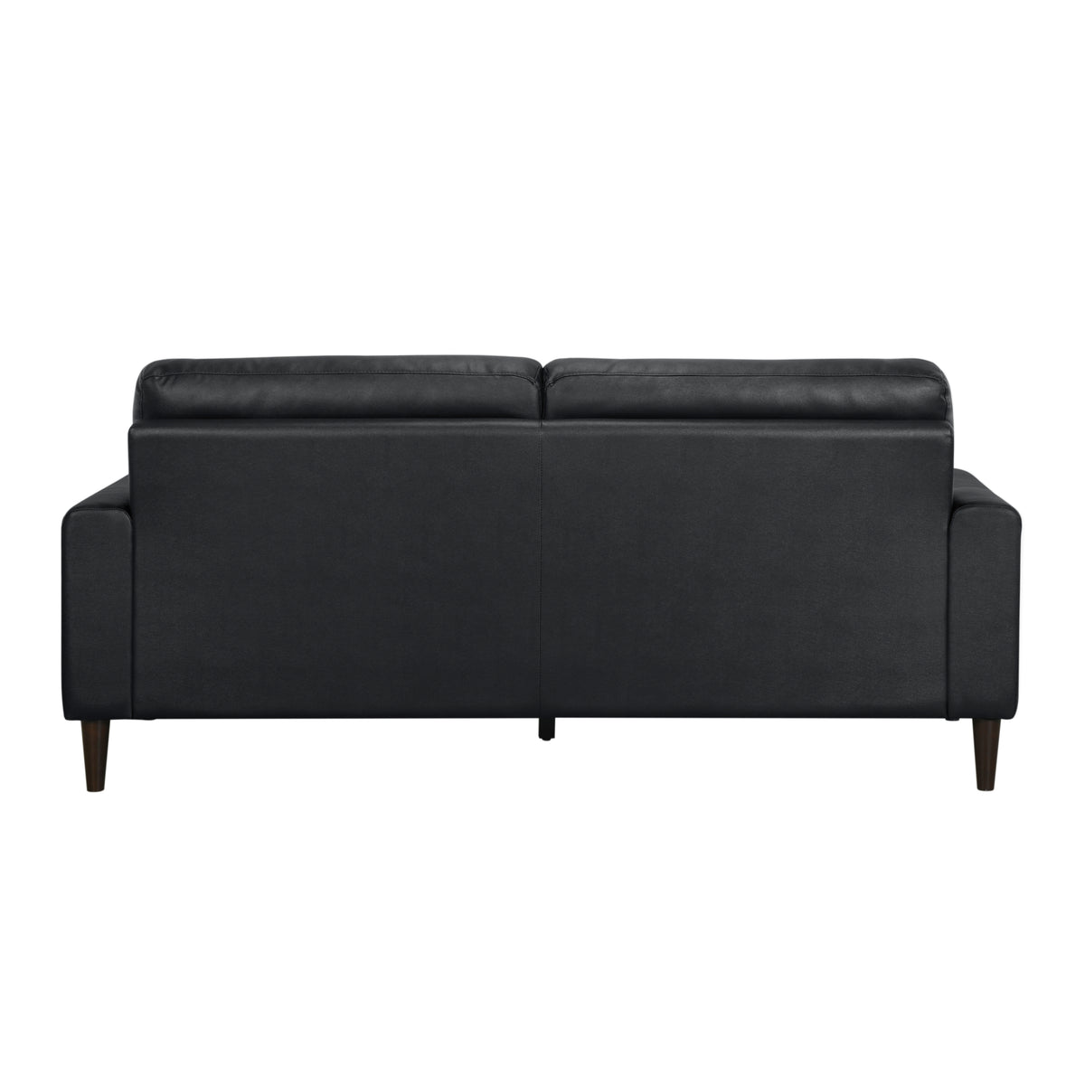 Modern Living Room Furniture Black Top Grain Leather Sofa 1Pc Cushion Seat And Back Solid Wood Frame Black Genuine Leather Wood Primary Living Space Modern Solid Wood 2 Seat