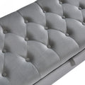 Fashion Light Grey Velvet Fabric Upholstered Large Storage Rectangular Bench For Entryway Bench,Bedroom End Of Bed Bench.Foot Of The Bed,Bench For Sofa For Living Room. Gold Feet Stainless Steel Gray Fabric