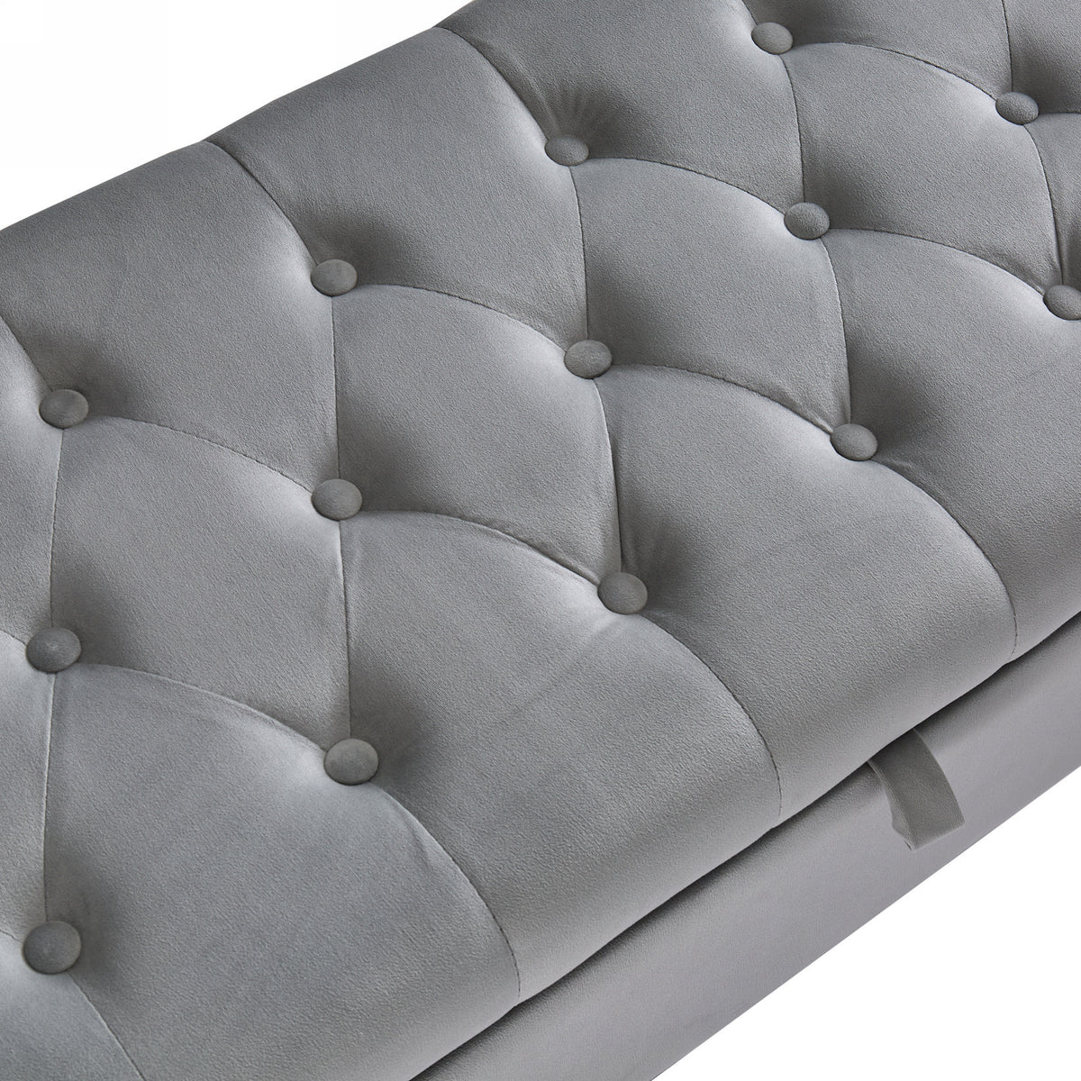 Fashion Light Grey Velvet Fabric Upholstered Large Storage Rectangular Bench For Entryway Bench,Bedroom End Of Bed Bench.Foot Of The Bed,Bench For Sofa For Living Room. Gold Feet Stainless Steel Gray Fabric