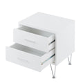 White 2 Drawer Accent Table With Hairpin Legs White White Primary Living Space Modern Drawers Rectangular Wood Metal Hairpin