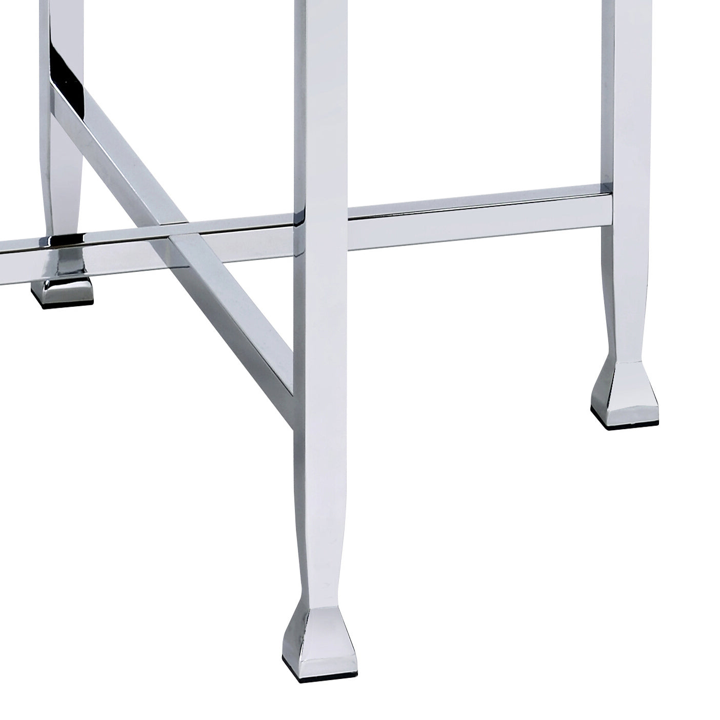 White Oak And Chrome End Table With X Shape Base White Silver White Primary Living Space Modern Round Wood Metal