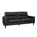 Modern Living Room Furniture Black Top Grain Leather Sofa 1Pc Cushion Seat And Back Solid Wood Frame Black Genuine Leather Wood Primary Living Space Modern Solid Wood 2 Seat