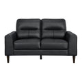 Modern Living Room Furniture Black Top Grain Leather Loveseat 1Pc Cushion Seat And Back Solid Wood Frame Black Genuine Leather Wood Primary Living Space Modern Solid Wood