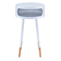 White And Natural Round 1 Shelf End Table White Primary Living Space Contemporary Shelves Round Wood Metal
