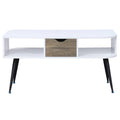 White And Black Coffee Table With 1 Drawer White Black White Primary Living Space Contemporary Drawers Rectangular Wood Metal