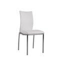 Contempory Modern Faux Leatheratte Side Chair In White, Set Of 4 Polyurethane White Dining Room Polished Wipe Clean Square Contemporary,Modern Dining Chairs Solid Back Set Of 4 Or More Foam Faux Leather