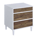 White And Weathered Oak 3 Drawer Accent Table Brown White Primary Living Space Contemporary Drawers Rectangular Wood Metal