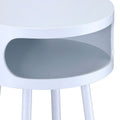 White And Natural Round 1 Shelf End Table White Primary Living Space Contemporary Shelves Round Wood Metal