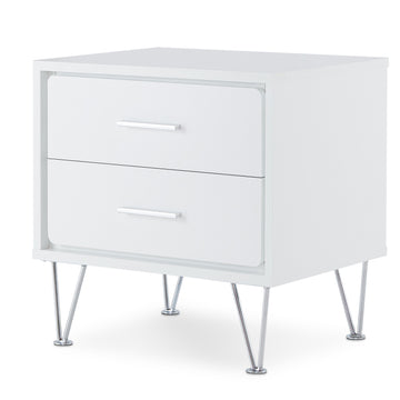 White 2 Drawer Accent Table With Hairpin Legs White White Primary Living Space Modern Drawers Rectangular Wood Metal Hairpin