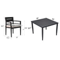 5 Piece Outdoor Patio Aluminum Furniture, Modern Dining Set, Including 4 Dining Chairs Sunbrella Fabric Cushioned And 40