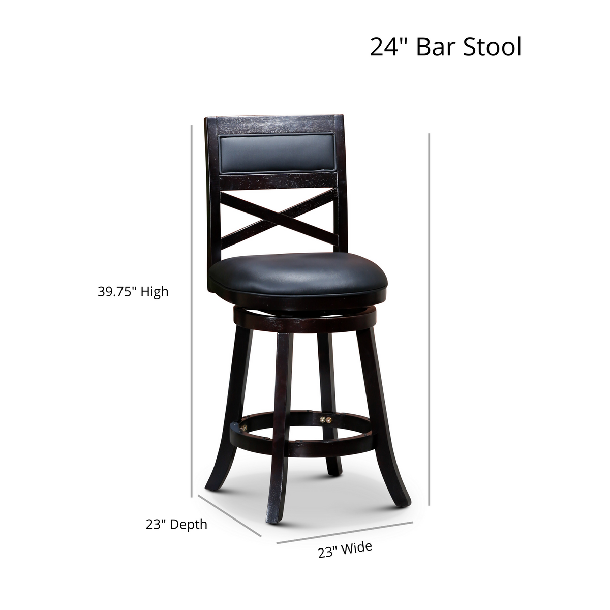 24" Counter Height X Back Swivel Stool, Natural Finish, Beige Fabric Seat Natural Fabric