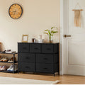 7 Storage Spaces, Assembled Wardrobe Lockers, Bedroom Furniture Lockers,Black Black Acacia Wood
