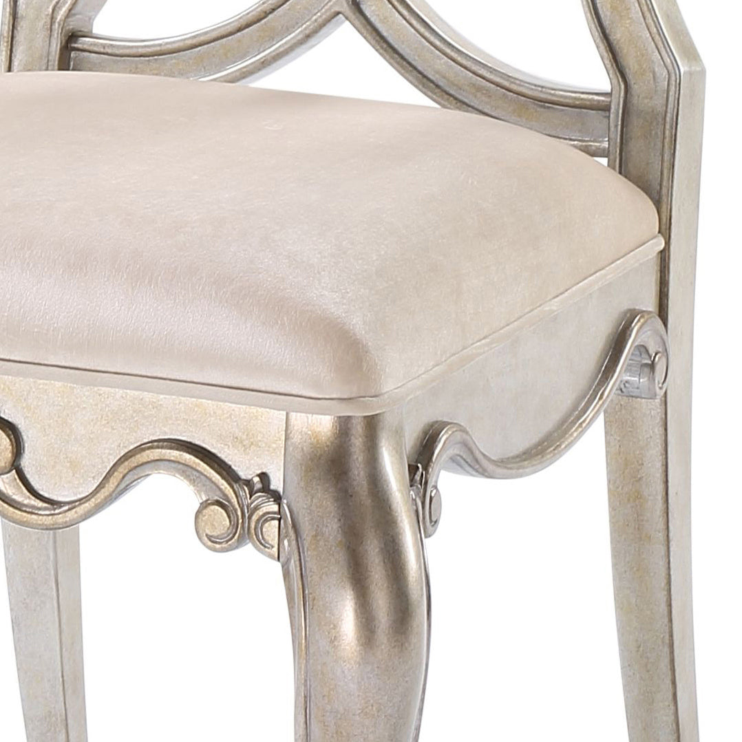 Ivory And Antique Champagne Side Chairs Set Of 2 Solid Ivory Dining Room Foam Rectangular Glam Side Chair Poplar Queen Anne Back Set Of 2 Wood Metal