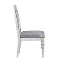 Grey And Platinum Upholstered Side Chairs Set Of 2 Solid Grey Silver Foam Rectangular Glam Side Chair Poplar Solid Back Set Of 2 Wood Fabric