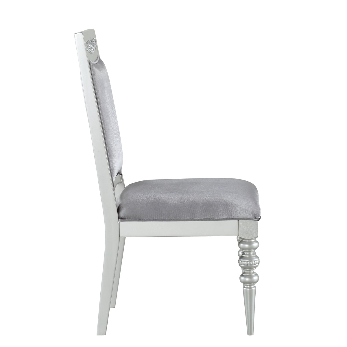 Grey And Platinum Upholstered Side Chairs Set Of 2 Solid Grey Silver Foam Rectangular Glam Side Chair Poplar Solid Back Set Of 2 Wood Fabric