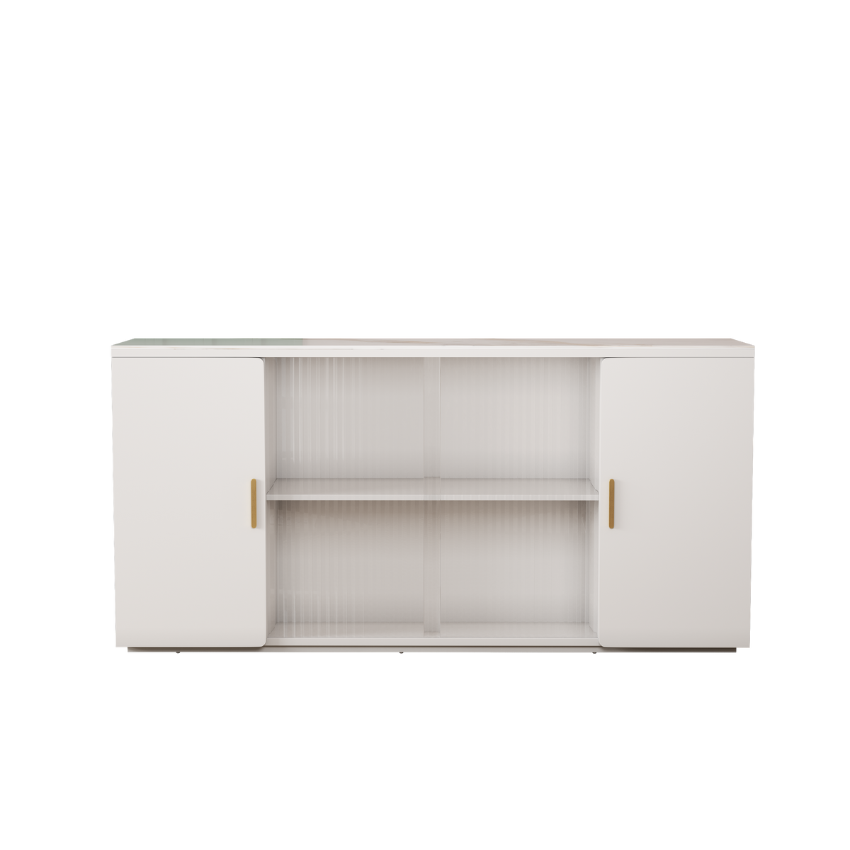 2405Wooden Side Cabinets With Glass Doors For Dust Prevention, Modern Storage Display Lockers For Living And Dining Rooms And Other Domestic Areas White Mdf