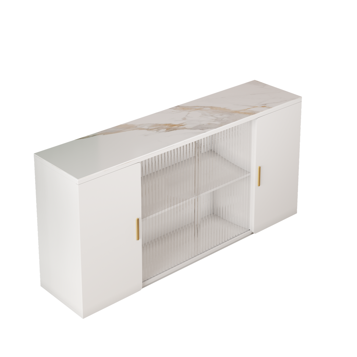 2405Wooden Side Cabinets With Glass Doors For Dust Prevention, Modern Storage Display Lockers For Living And Dining Rooms And Other Domestic Areas White Mdf