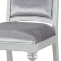 Grey And Platinum Upholstered Side Chairs Set Of 2 Solid Grey Silver Foam Rectangular Glam Side Chair Poplar Solid Back Set Of 2 Wood Fabric