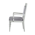 Grey And Platinum Upholstered Arm Chairs Set Of 2 Solid Grey Silver Dining Room Foam Rectangular Glam Arm Chair Poplar Solid Back Set Of 2 Wood Fabric