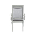 Grey And Platinum Upholstered Arm Chairs Set Of 2 Solid Grey Silver Dining Room Foam Rectangular Glam Arm Chair Poplar Solid Back Set Of 2 Wood Fabric
