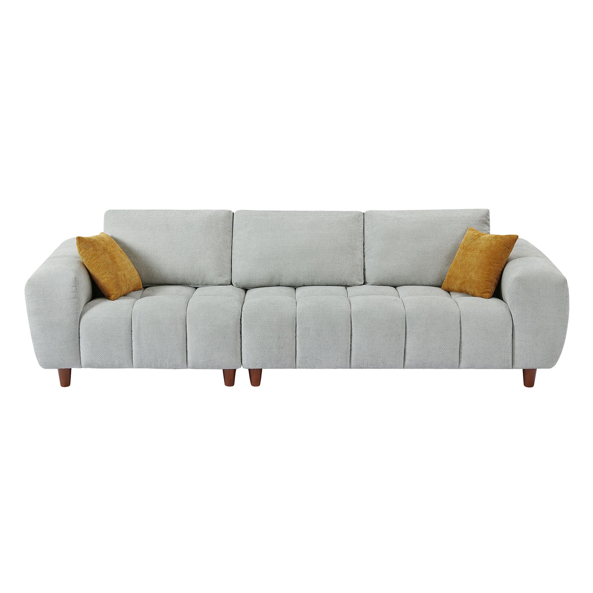 111.81 Inch Convertible Sectional Sofa Couch, L Shaped Sofa With Fabric Couch,Modern Design Cream Style Marshmallow Sofa For Living Room And Office,Grey Light Grey Wood Fabric 3 Seat