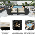 Spa Surround Spa Frame Quadrilateral Outdoor Rattan Sectional Sofa Set With Mini Sofa,Wooden Seats And Storage Spaces, Beige Yes Beige Water Resistant Frame Water Resistant Cushion Garden & Outdoor Sectional Seating Groups Foam Rattan Waterproof Fabric