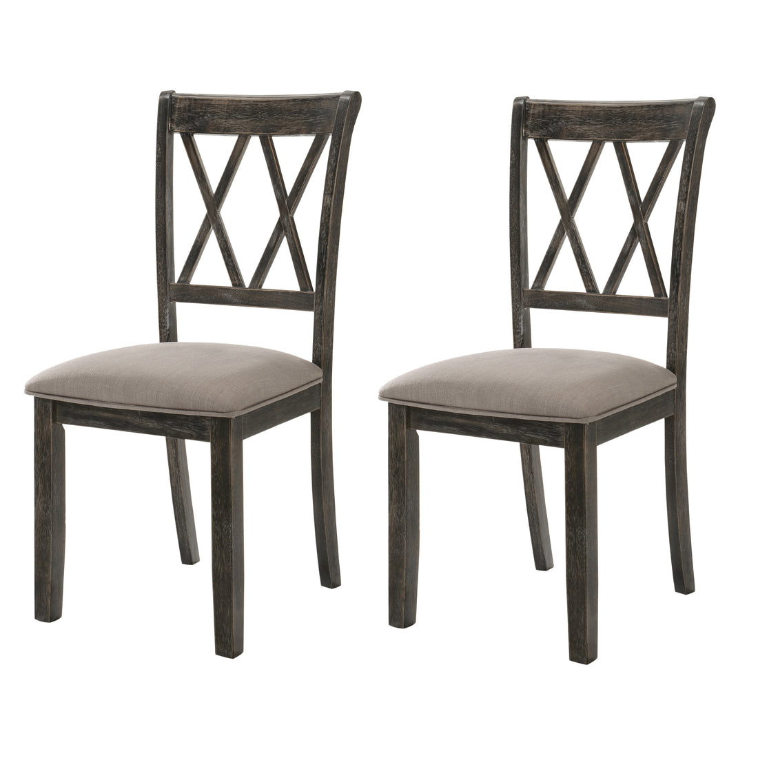 Beige And Weathered Grey Cross Back Side Chairs Set Of 2 Solid Beige Grey Dining Room Foam Rectangular Contemporary Side Chair Rubberwood Cross Back Set Of 2 Wood Fabric