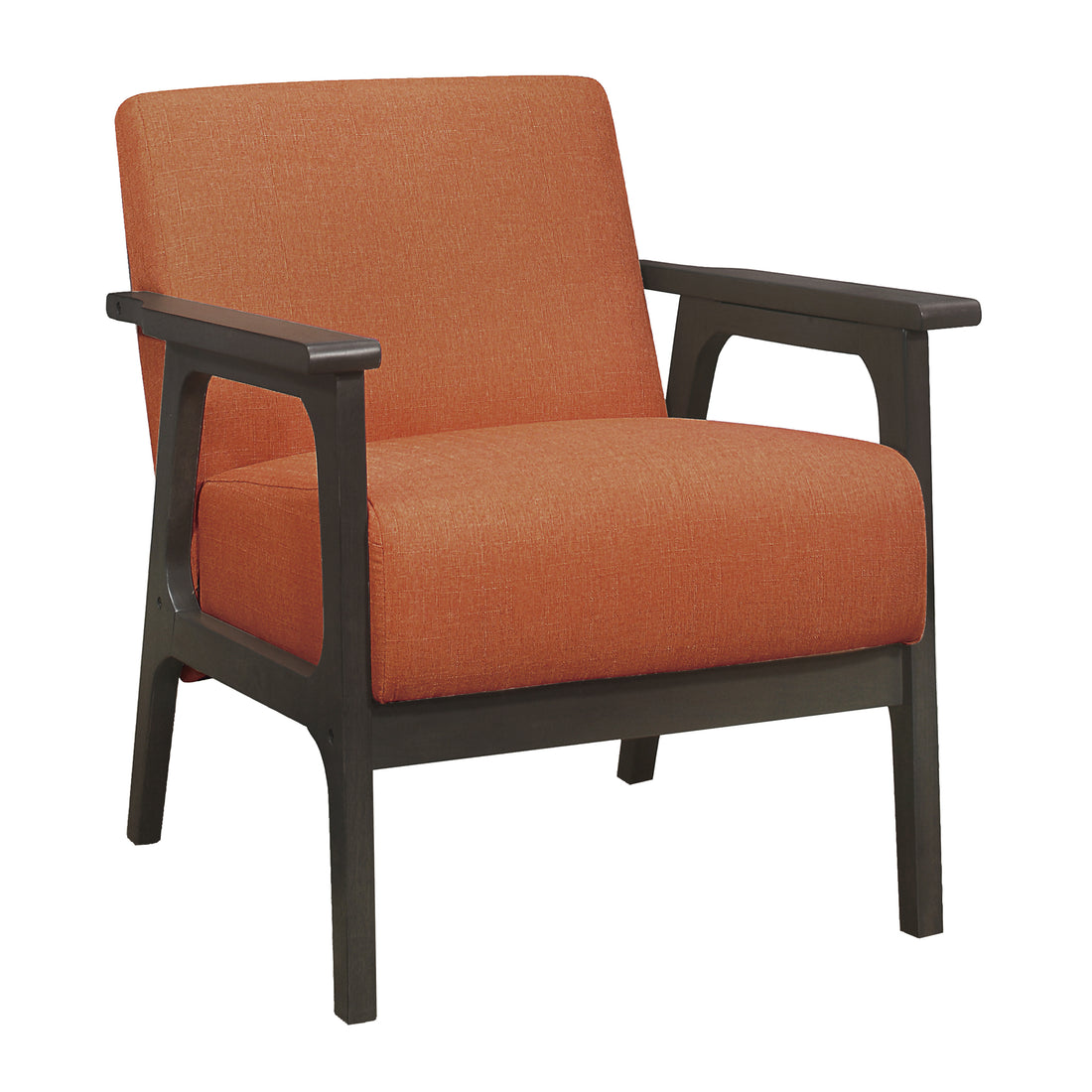 Orange Fabric Upholstered Accent Chair 1Pc Solid Rubberwood Antique Gray Finish Living Room Furniture Orange Primary Living Space Rubberwood Solid Wood