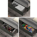 Same As B083115499 Anna Queen Size Gray Linen Upholstered Wingback Platform Bed With Patented 4 Drawers Storage, Modern Design Headboard With Tight Channel, Wooden Slat Mattress Support Box Spring Not Required Queen Gray Metal Bedroom