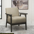 Light Brown Fabric Upholstered Accent Chair 1Pc Solid Rubberwood Antique Gray Finish Living Room Furniture Light Brown Primary Living Space Rubberwood Solid Wood