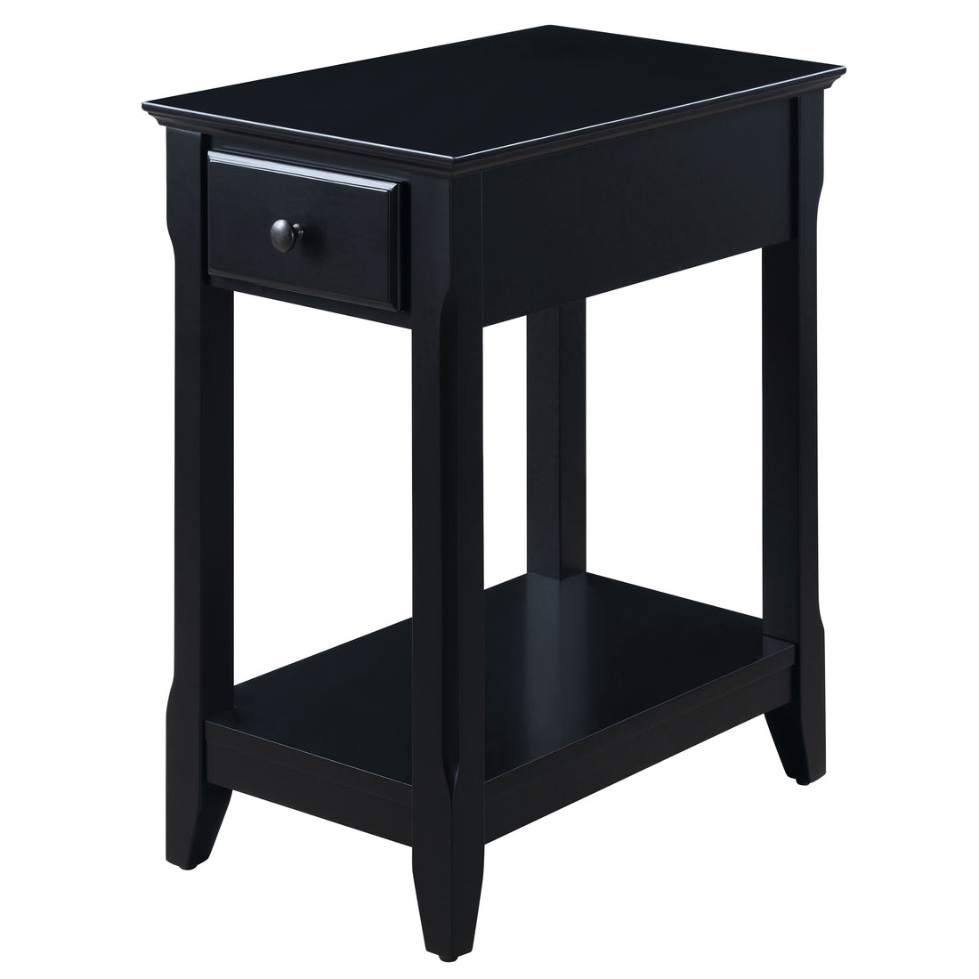 Black Accent Table With Bottom Shelf Black Primary Living Space Drawers Rectangular Wood