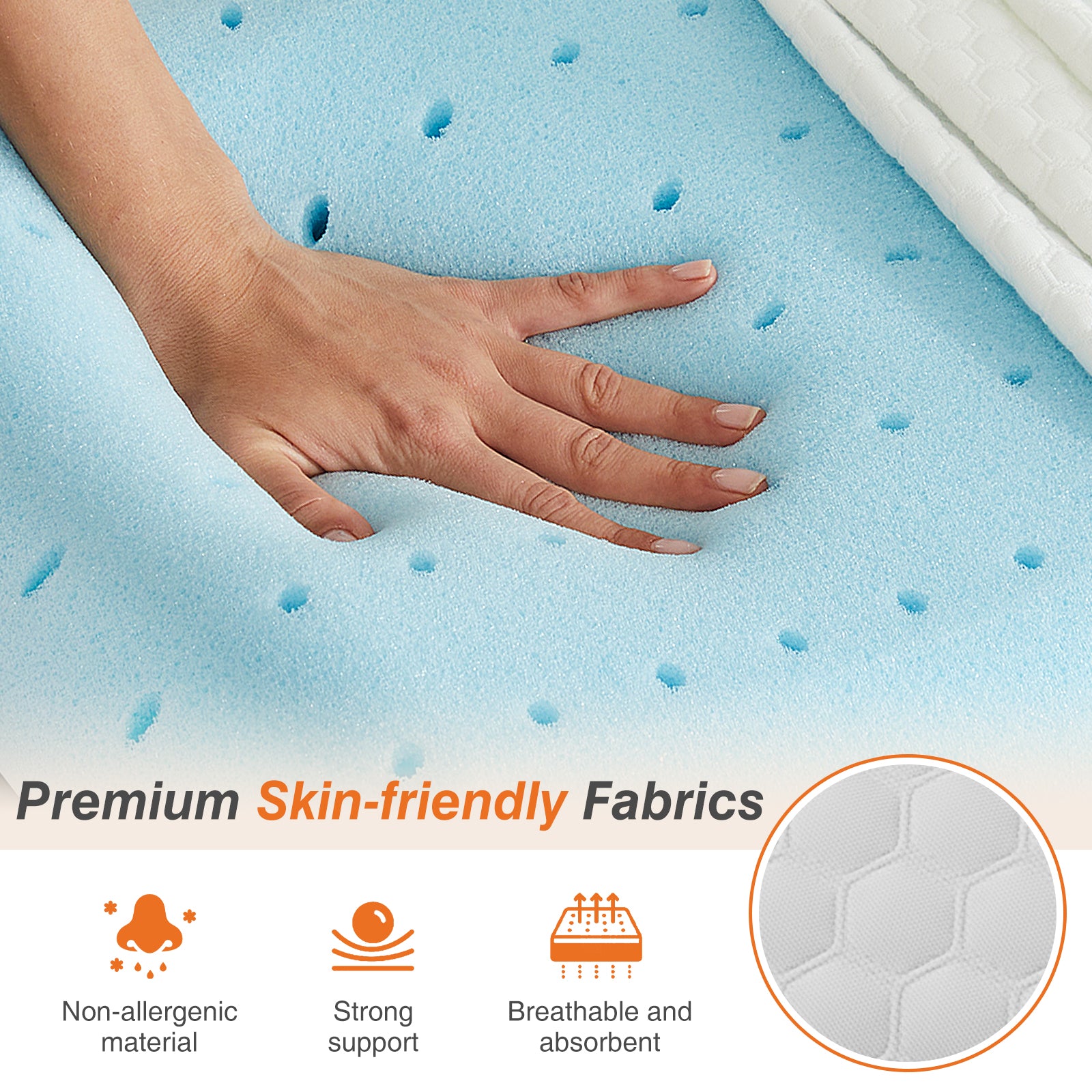 Foam Pillow, Sleeping Pillow, Soft And Comfortable, Removable, Machine Washable Cover,1 Pack,24 "X 16 Full Blue 2 Piece Set Fabric