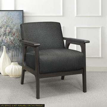 Dark Gray Fabric Upholstered Accent Chair 1Pc Solid Rubberwood Antique Gray Finish Living Room Furniture Dark Gray Primary Living Space Rubberwood Solid Wood