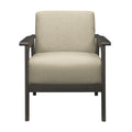 Light Brown Fabric Upholstered Accent Chair 1Pc Solid Rubberwood Antique Gray Finish Living Room Furniture Light Brown Primary Living Space Rubberwood Solid Wood
