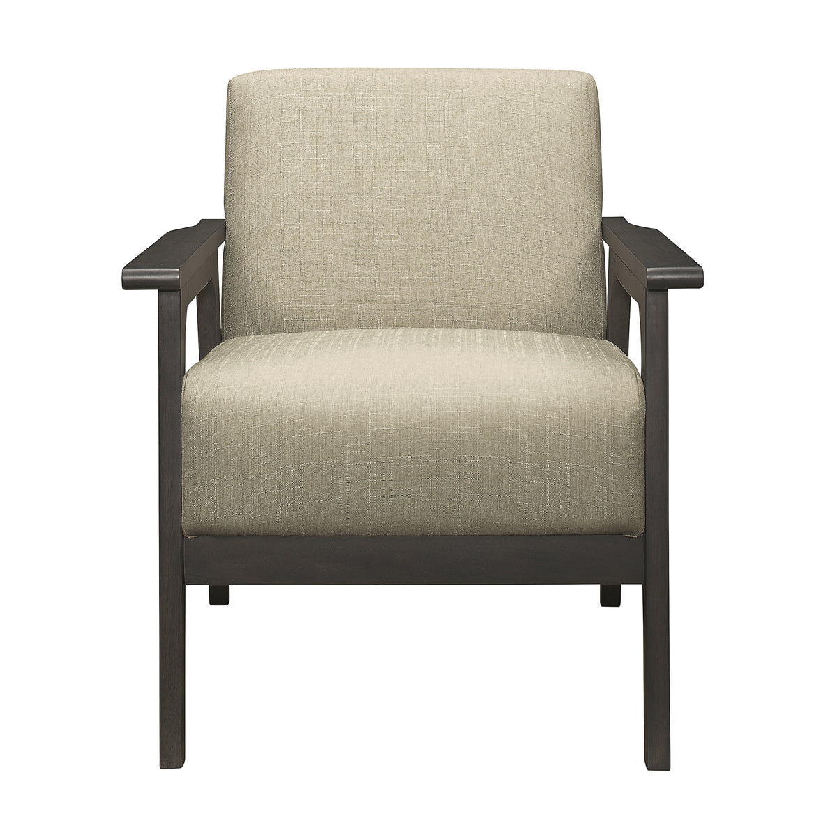 Light Brown Fabric Upholstered Accent Chair 1Pc Solid Rubberwood Antique Gray Finish Living Room Furniture Light Brown Primary Living Space Rubberwood Solid Wood