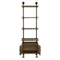 Rustic Oak And Black Side Pier With Open Shelving Black Brown Wood Metal