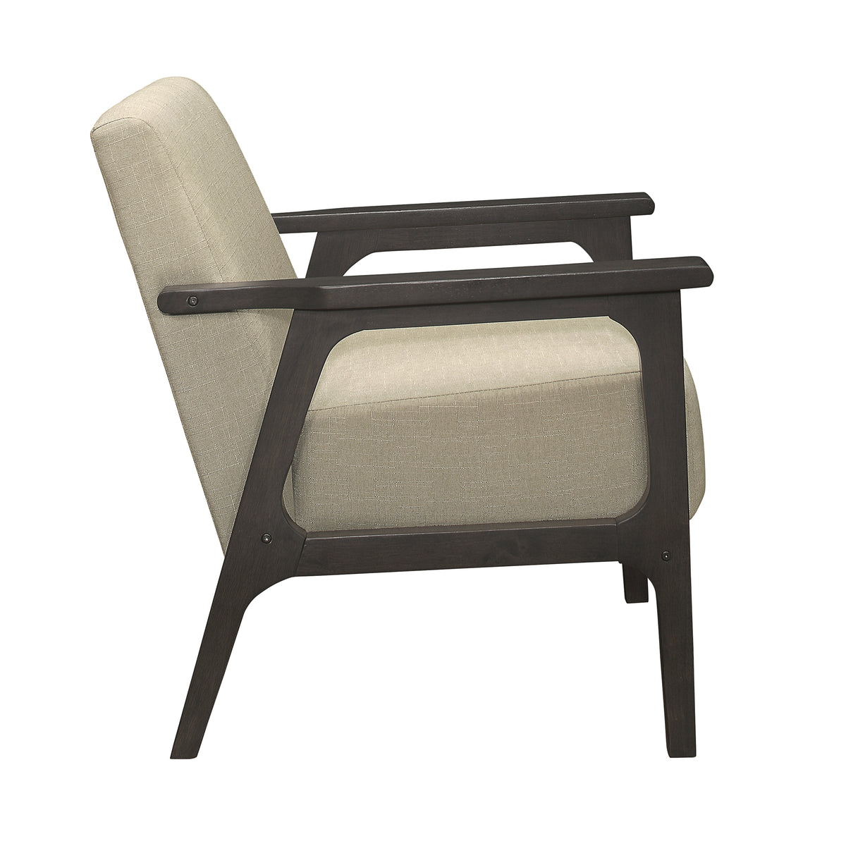 Light Brown Fabric Upholstered Accent Chair 1Pc Solid Rubberwood Antique Gray Finish Living Room Furniture Light Brown Primary Living Space Rubberwood Solid Wood