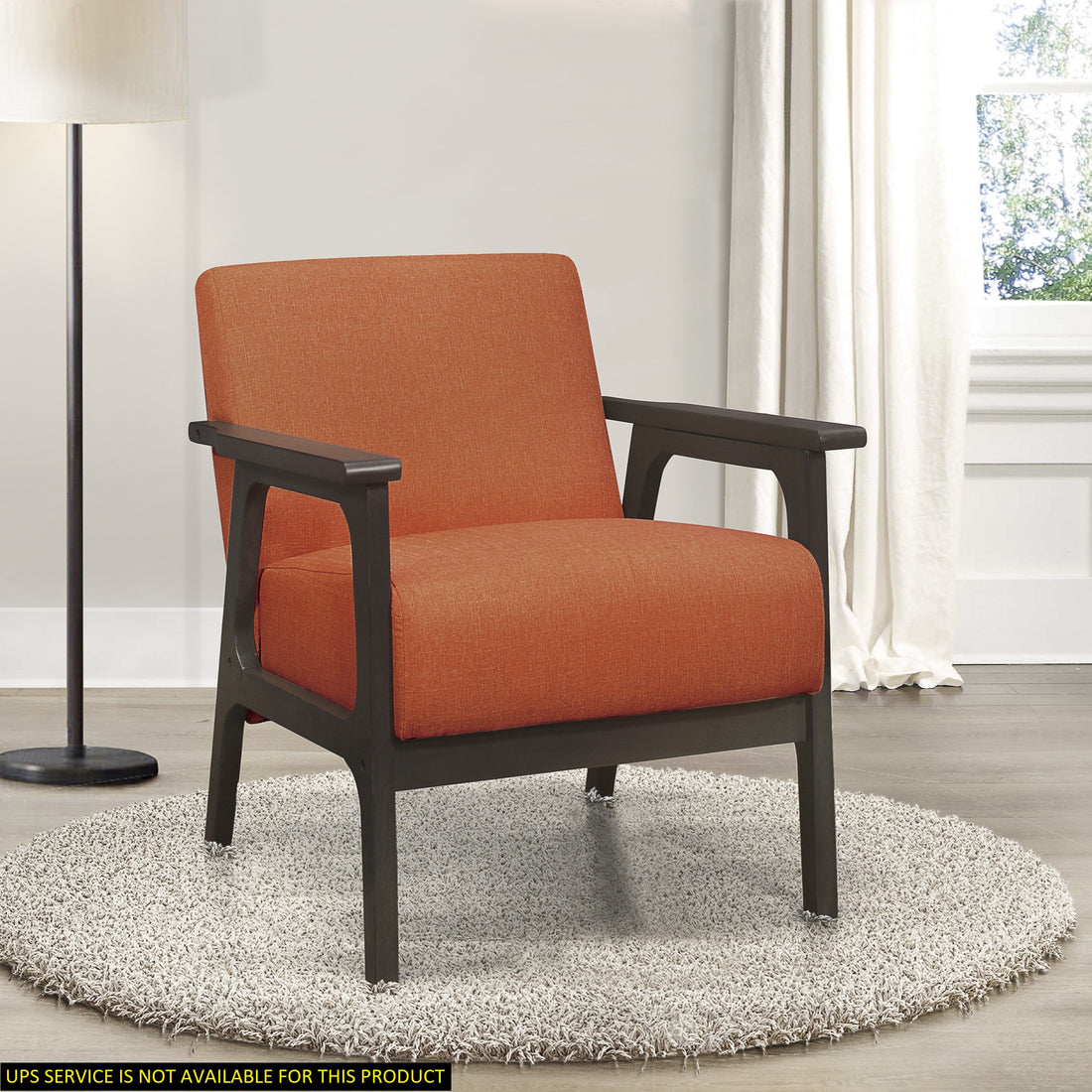Orange Fabric Upholstered Accent Chair 1Pc Solid Rubberwood Antique Gray Finish Living Room Furniture Orange Primary Living Space Rubberwood Solid Wood