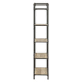Antique Oak And Sandy Grey 5 Tier Bookcase 5 Natural Grey Open Back Oak Wood Metal