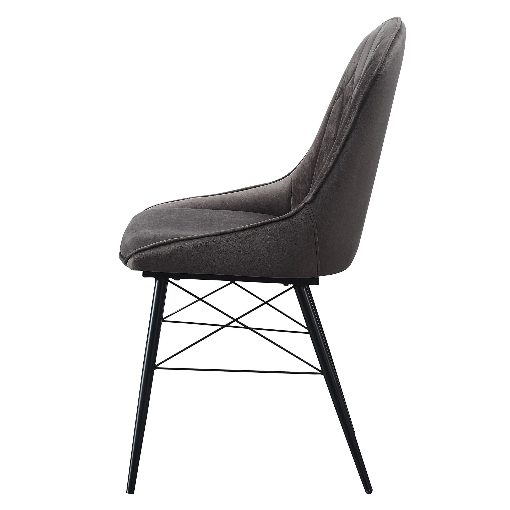 Grey And Black Tufted Back Dining Chairs Set Of 2 Solid Black Grey Dining Room Foam Rectangular Contemporary Side Chair Solid Back Set Of 2 Wood Fabric