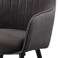 Dark Grey And Black Tufted Back Dining Chairs Set Of 2 Solid Dark Grey Dining Room Foam Rectangular Mid Century Modern Side Chair Solid Back Set Of 2 Wood Fabric
