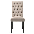 Tan And Vintage Black Tufted Parson Chairs Set Of 2 Solid Tan Black Dining Room Foam Rectangular Traditional Side Chair Tufted Back Set Of 2 Linen